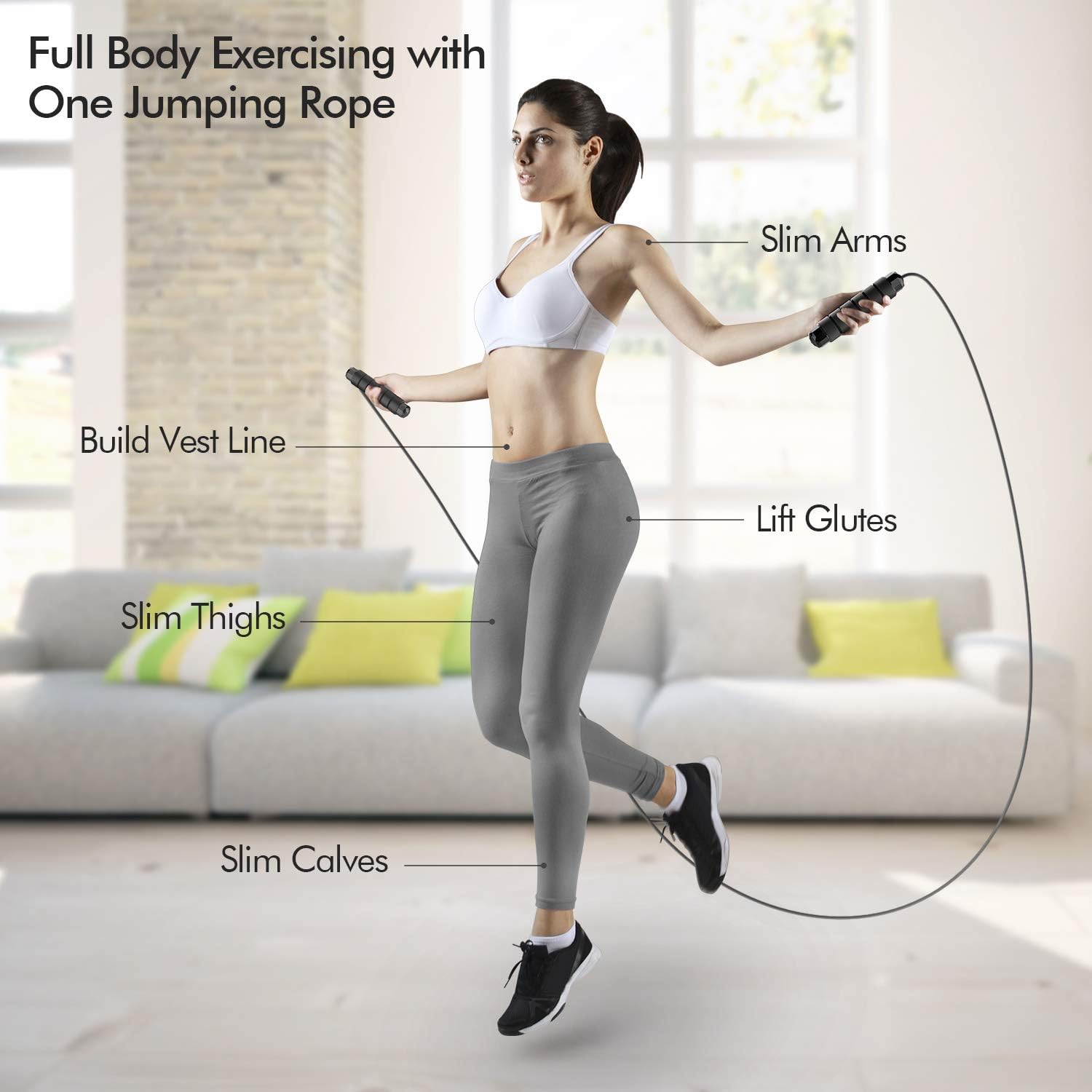 Jump Rope, Tangle-Free Rapid Speed Jumping Rope Cable with Ball Bearings for Women, Men, and Kids