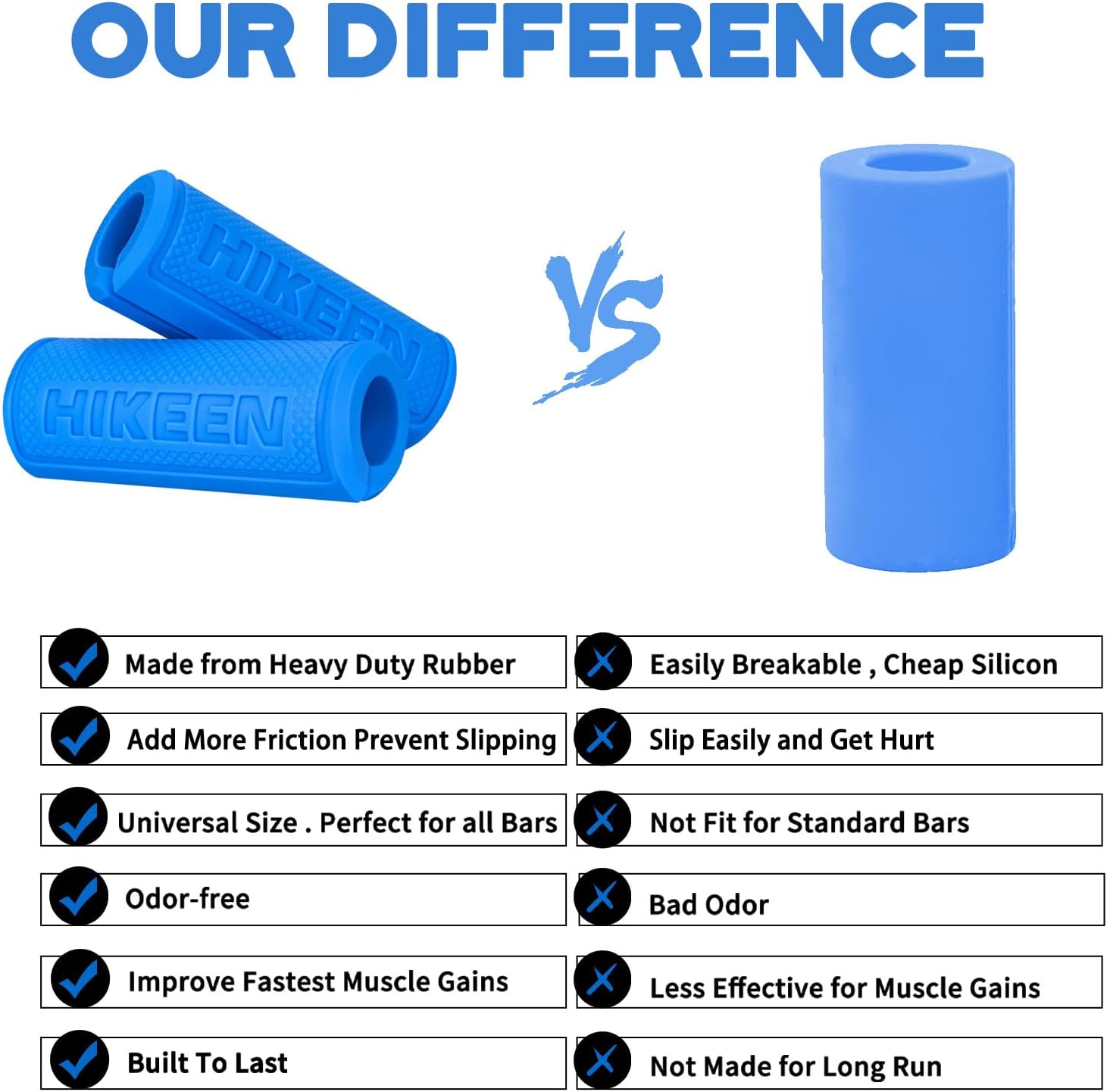 Thick Bar Dumbbell Grips,Non Slip Hard Rubber Barbell Grips,Grips for Weight Lifting, Muscle Building-1.77", 2", 2.25" & 2.75" Outer Diameter