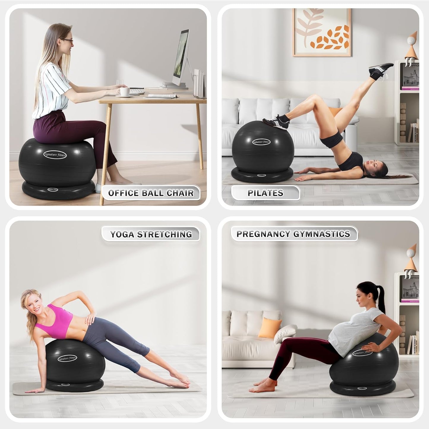 Anti-Burst and Slip Resistant Exercise Fitness Birthing Ball with Quick Pump, 2,000-Pound Capacity, Multiple Colors and Sizes