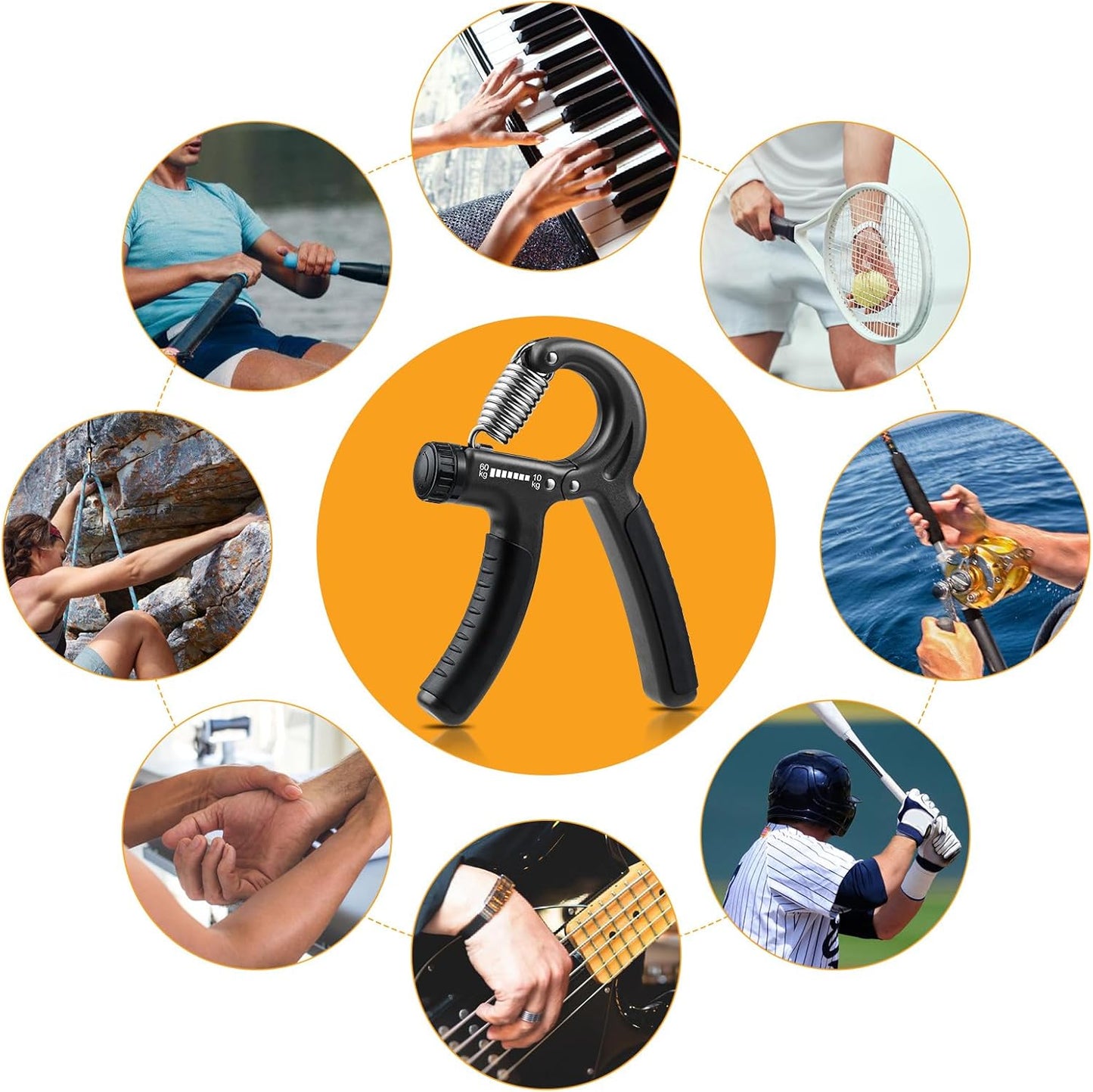 2 Pack Grip Strength Trainer, Hand Grip Strengthener, Adjustable Resistance 22-132Lbs (10-60Kg)