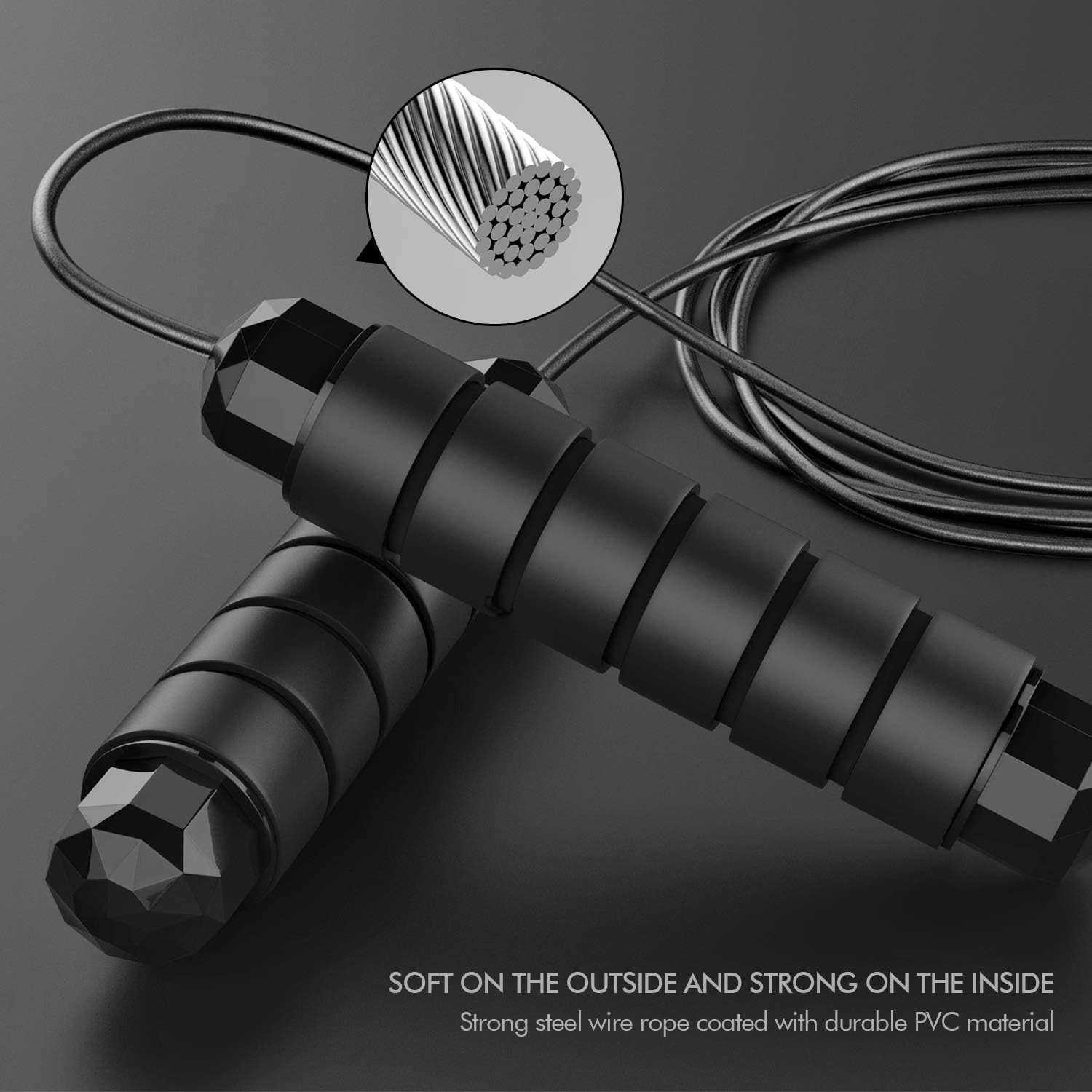 Jump Rope, Tangle-Free Rapid Speed Jumping Rope Cable with Ball Bearings for Women, Men, and Kids
