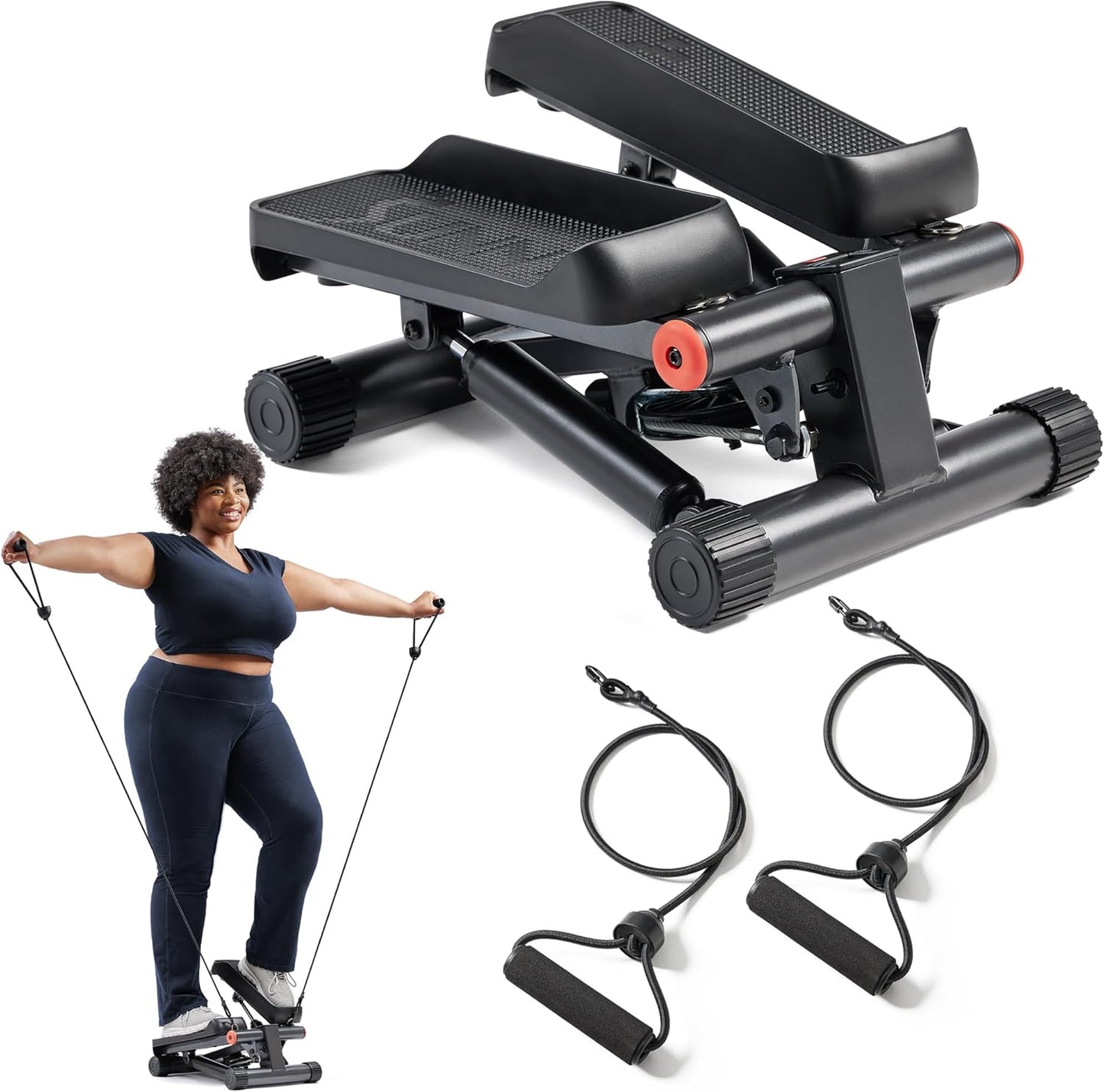 Mini Stepper for Exercise at Home, Stair Step Workout Machine with Resistance Band and over 300Lb Weight Capacity