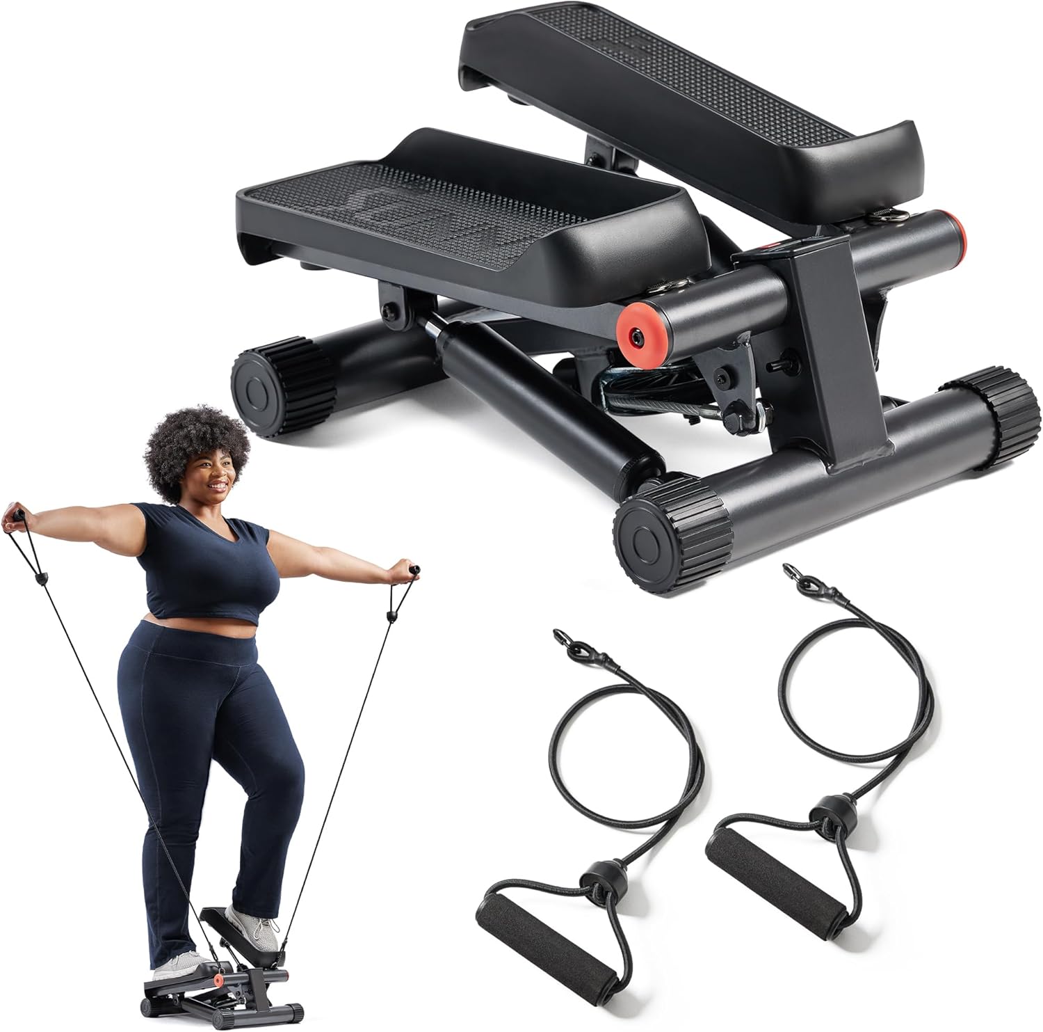 Mini Stepper for Exercise at Home, Stair Step Workout Machine with Resistance Band and over 300Lb Weight Capacity