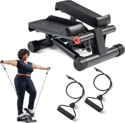 Mini Stepper for Exercise at Home, Stair Step Workout Machine with Resistance Band and over 300Lb Weight Capacity
