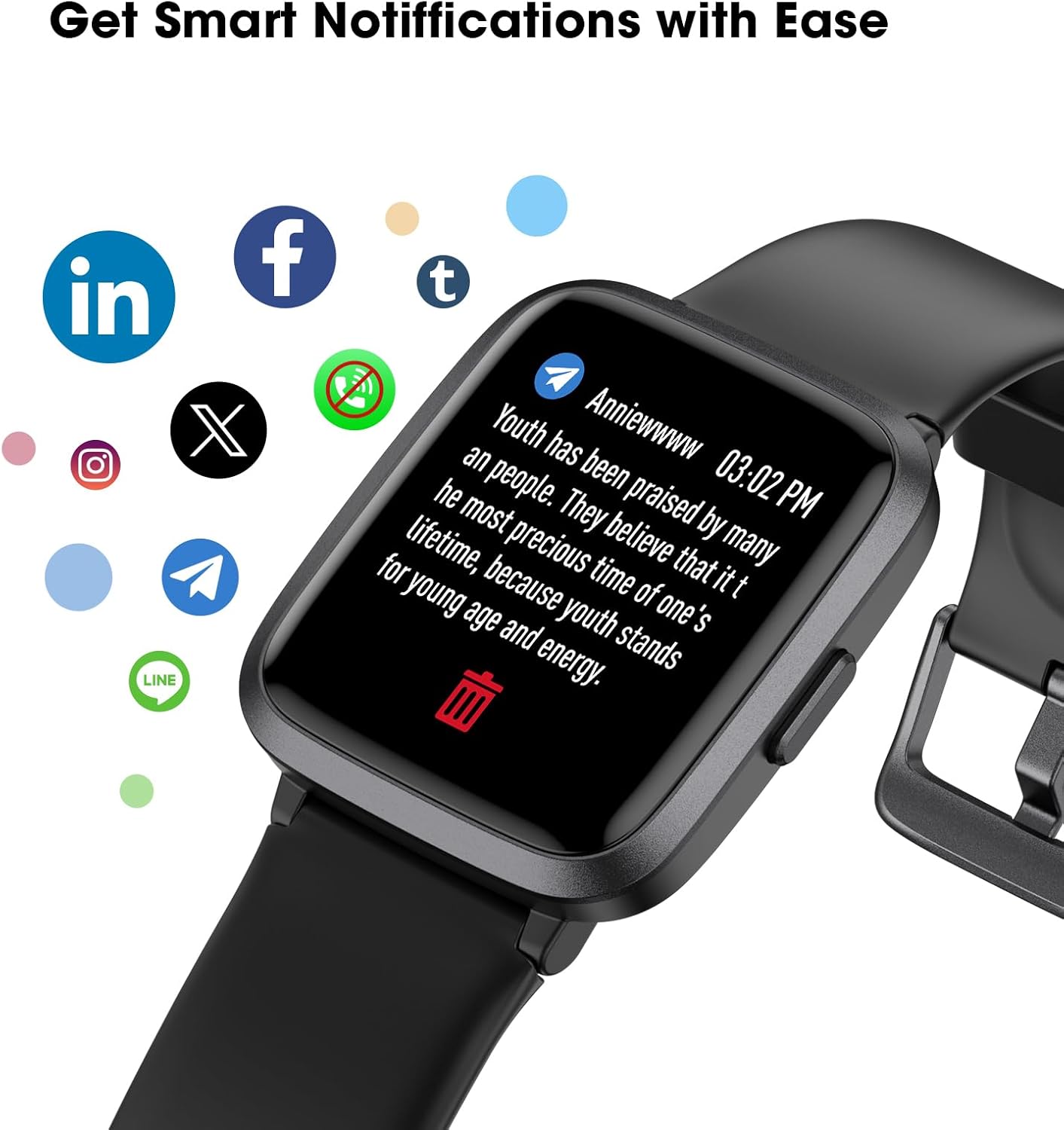 Fitness Tracker Watch with Heart Rate Monitor Waterproof Smart Watch for Women Men Fitness Watch for Sports