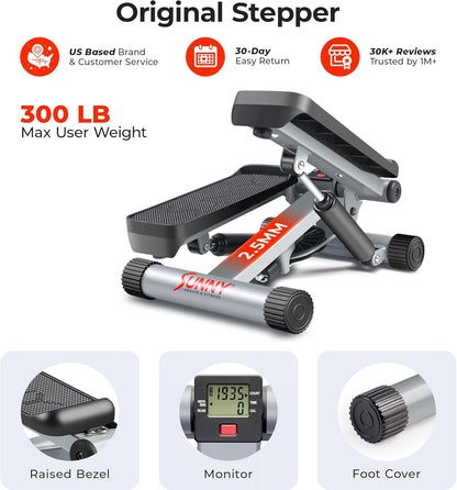 Mini Stepper for Exercise at Home, Stair Step Workout Machine with Resistance Band and over 300Lb Weight Capacity