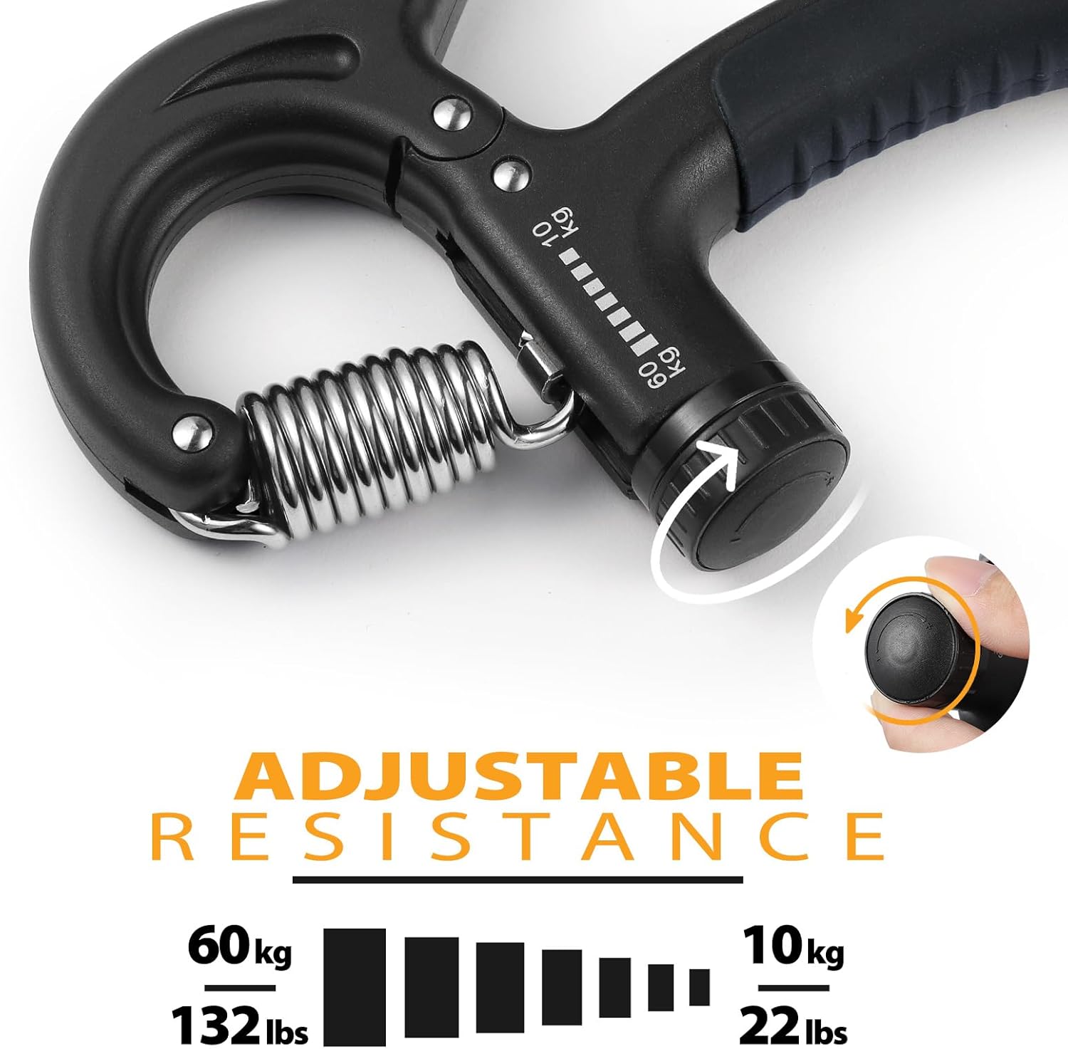 2 Pack Grip Strength Trainer, Hand Grip Strengthener, Adjustable Resistance 22-132Lbs (10-60Kg)