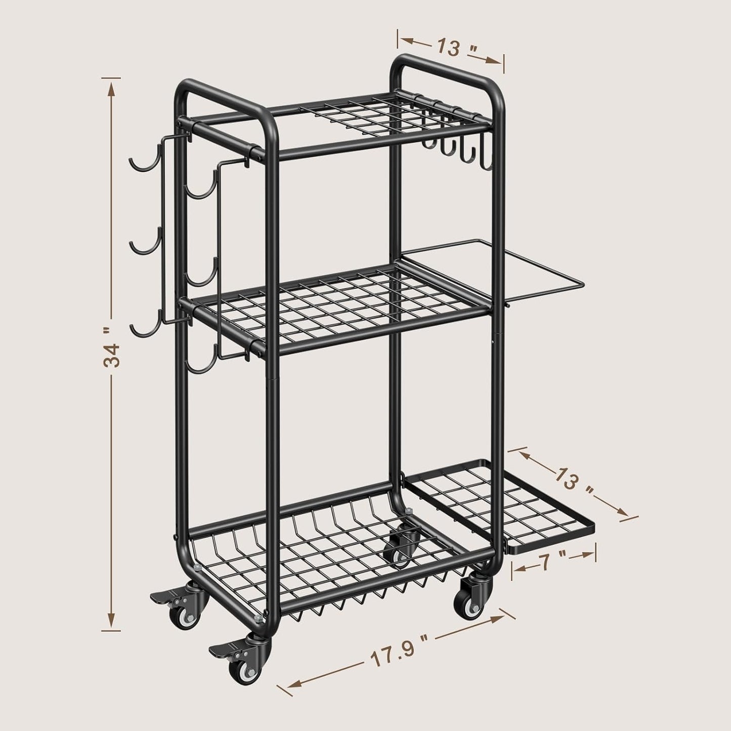 Weight Rack for Home Gym, All in One Mat Storage Rack, Workout Equipment Storage with Wheels and Hooks for Dumbbells Kettlebells Foam Rollers, Powder Coated
