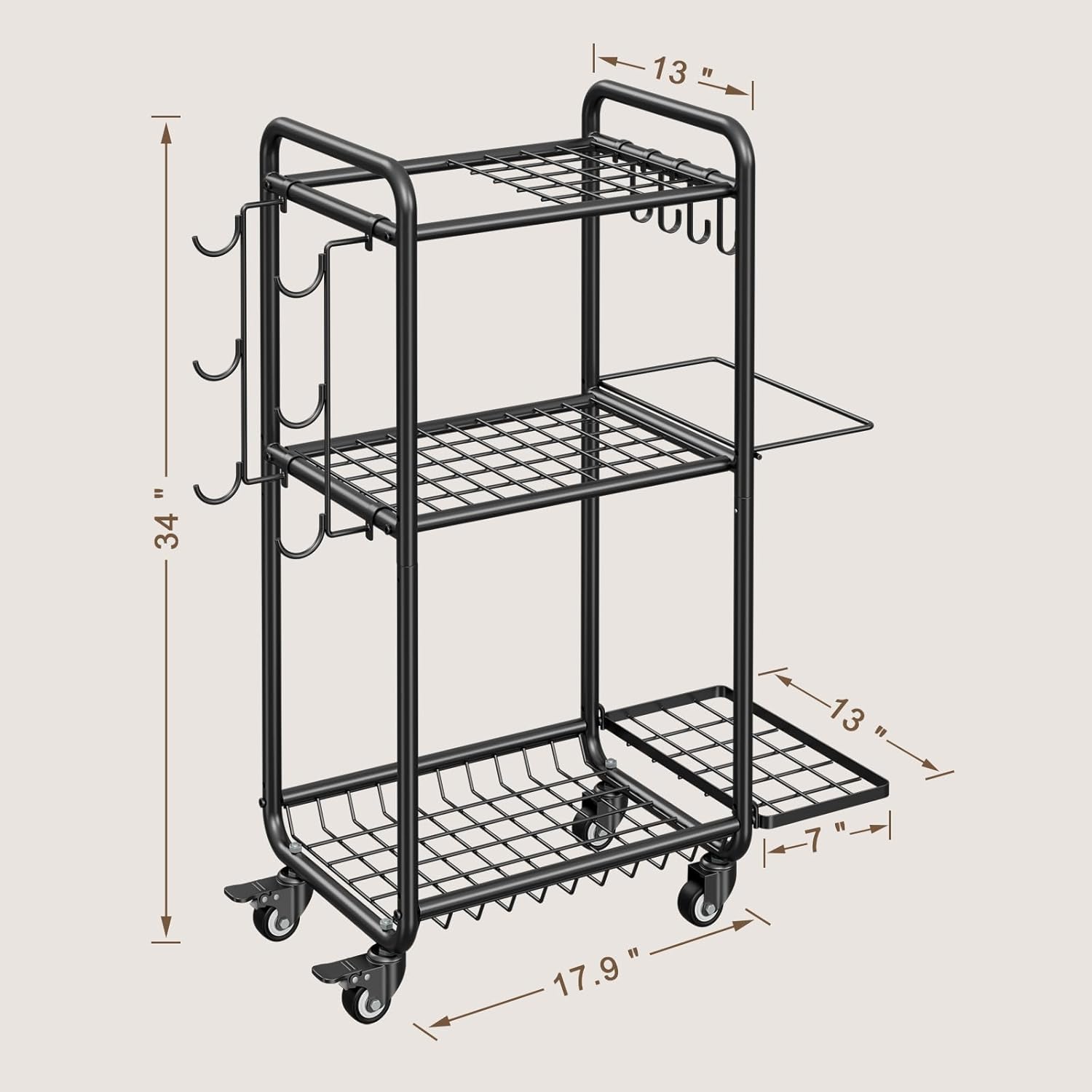 Weight Rack for Home Gym, All in One Mat Storage Rack, Workout Equipment Storage with Wheels and Hooks for Dumbbells Kettlebells Foam Rollers, Powder Coated
