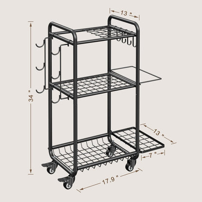 Weight Rack for Home Gym, All in One Mat Storage Rack, Workout Equipment Storage with Wheels and Hooks for Dumbbells Kettlebells Foam Rollers, Powder Coated