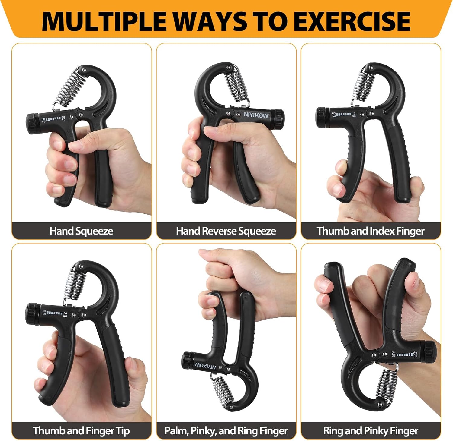 2 Pack Grip Strength Trainer, Hand Grip Strengthener, Adjustable Resistance 22-132Lbs (10-60Kg)