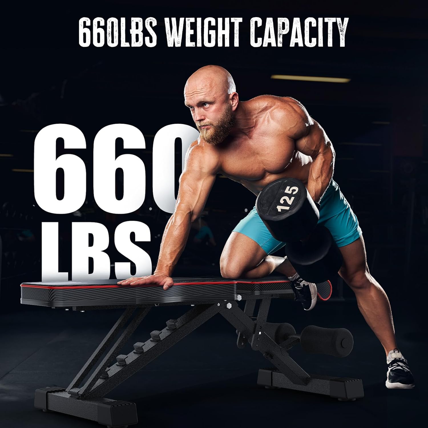 Versatile 660LB Adjustable Foldable Weight Bench - Multi-Use Incline, Decline & Flat Utility Bench for Home Gym Workouts
