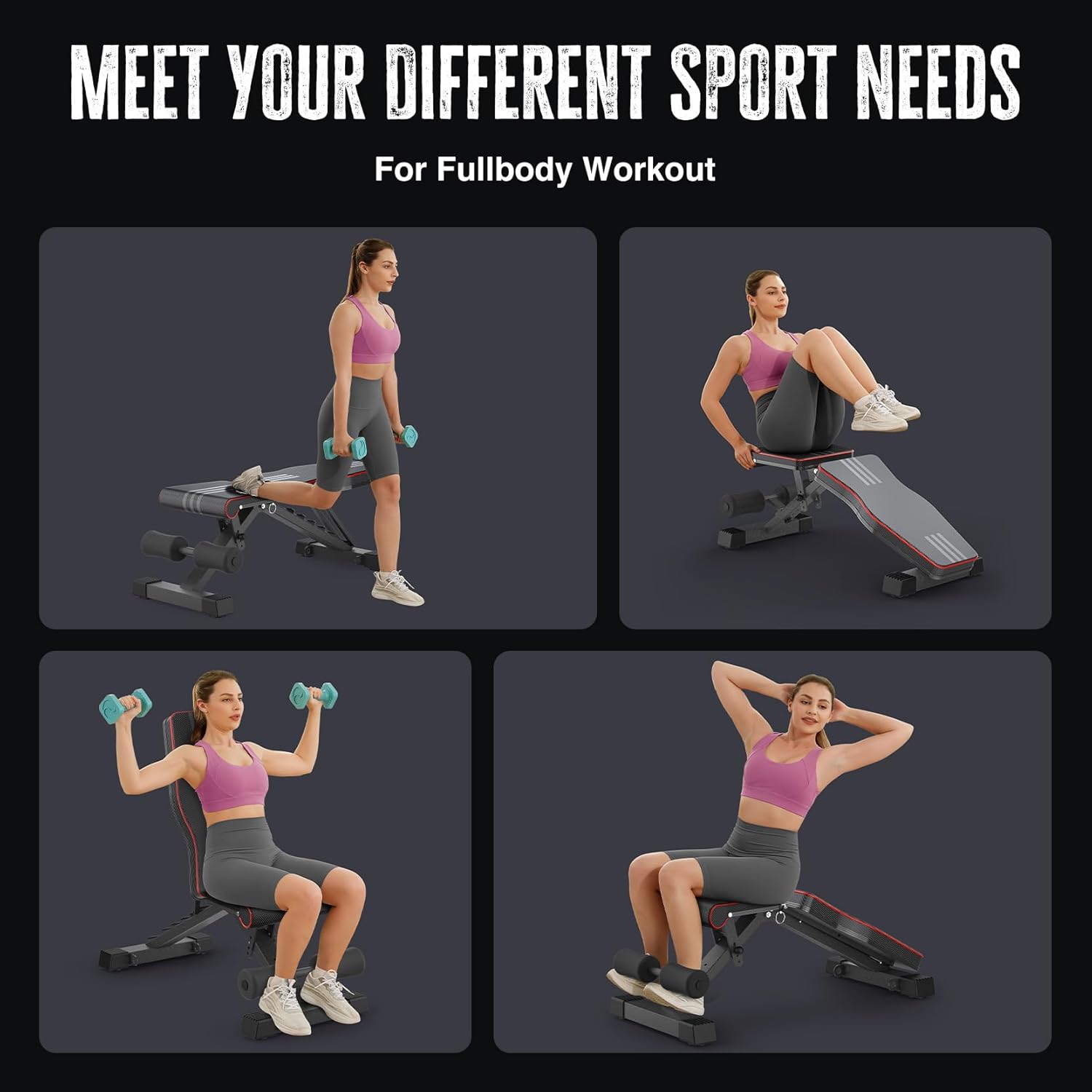 Versatile 660LB Adjustable Foldable Weight Bench - Multi-Use Incline, Decline & Flat Utility Bench for Home Gym Workouts