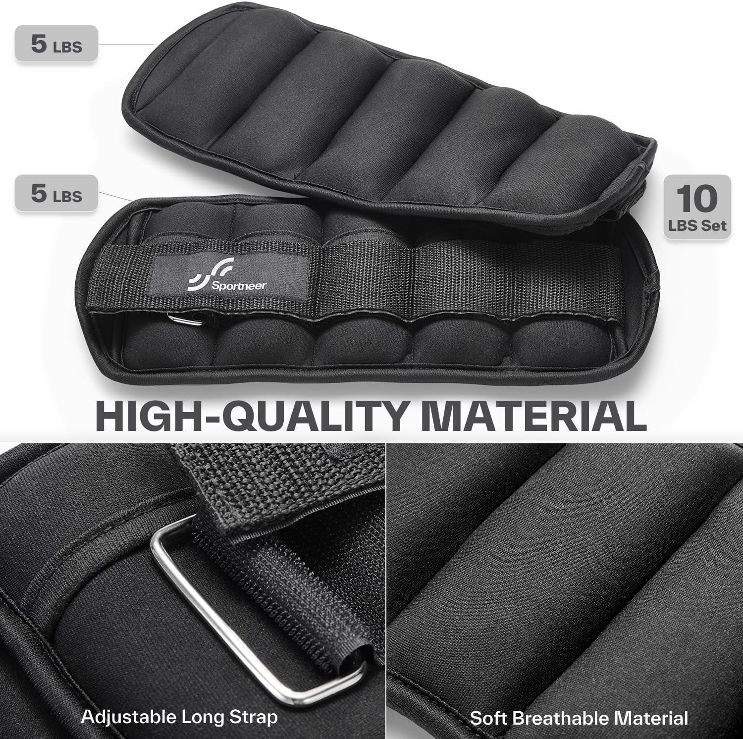 Adjustable Ankle Weights 1 Pair 2 4 6 8 10 Lbs. Leg Weight Straps for Women Men