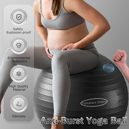 Anti-Burst and Slip Resistant Exercise Fitness Birthing Ball with Quick Pump, 2,000-Pound Capacity, Multiple Colors and Sizes