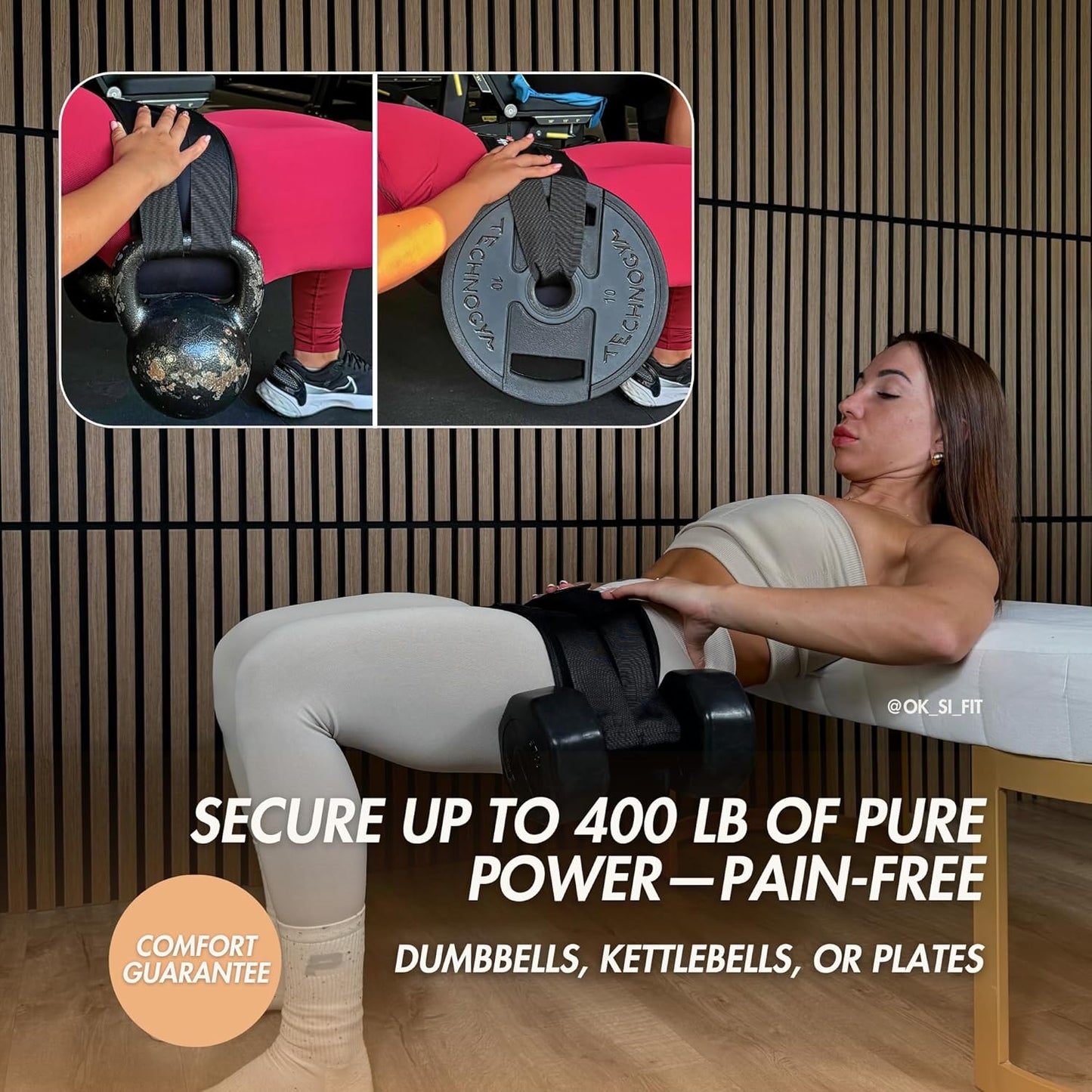 Ultimate Hip Thrust Belt for Heavy Lifts - Achieve Comfort and Stability Up to 400 LBS with Our Double Hook & Loop Design for Glute Workouts at Home or Gym