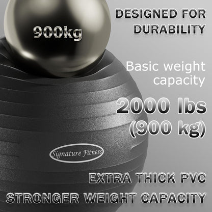 Anti-Burst and Slip Resistant Exercise Fitness Birthing Ball with Quick Pump, 2,000-Pound Capacity, Multiple Colors and Sizes