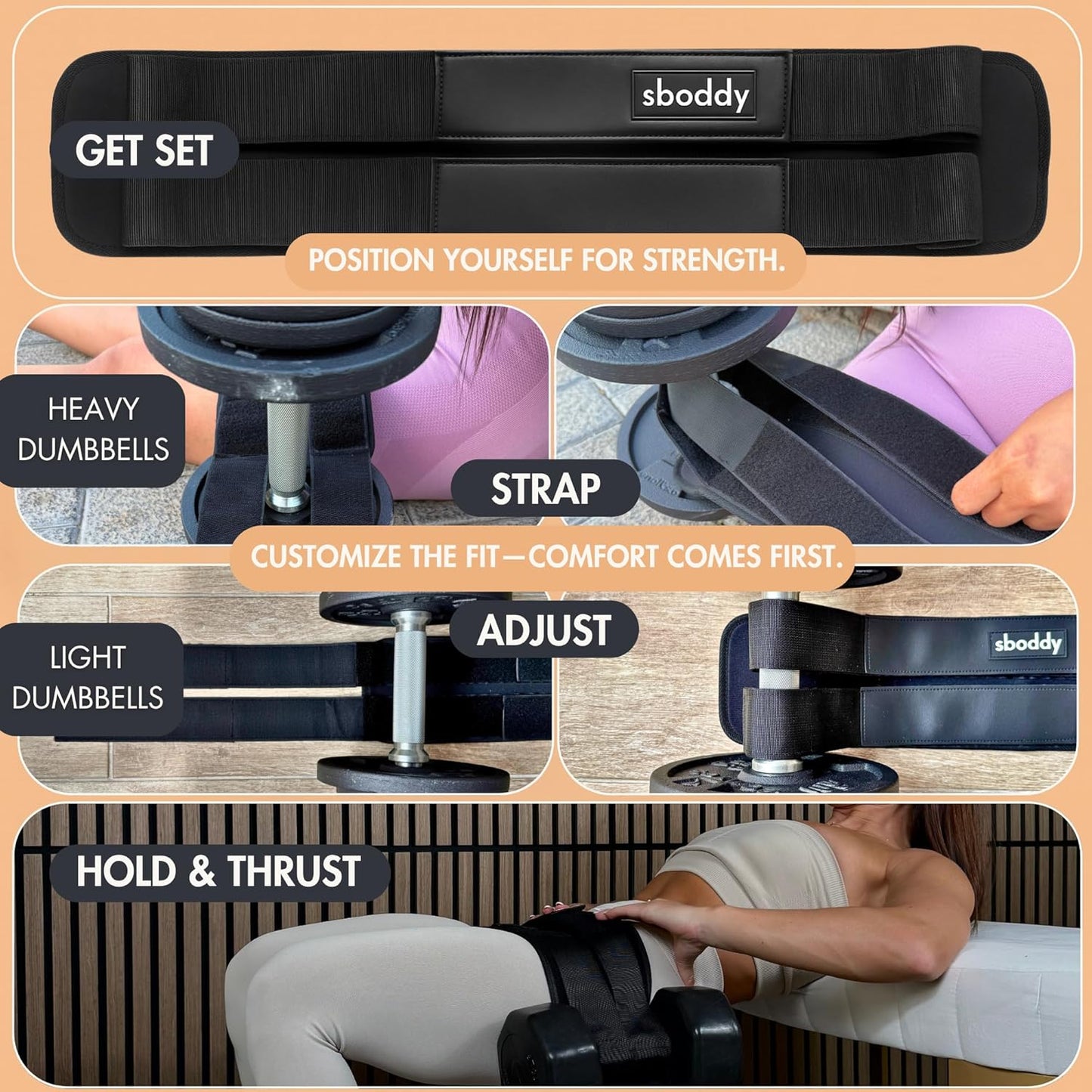 Ultimate Hip Thrust Belt for Heavy Lifts - Achieve Comfort and Stability Up to 400 LBS with Our Double Hook & Loop Design for Glute Workouts at Home or Gym