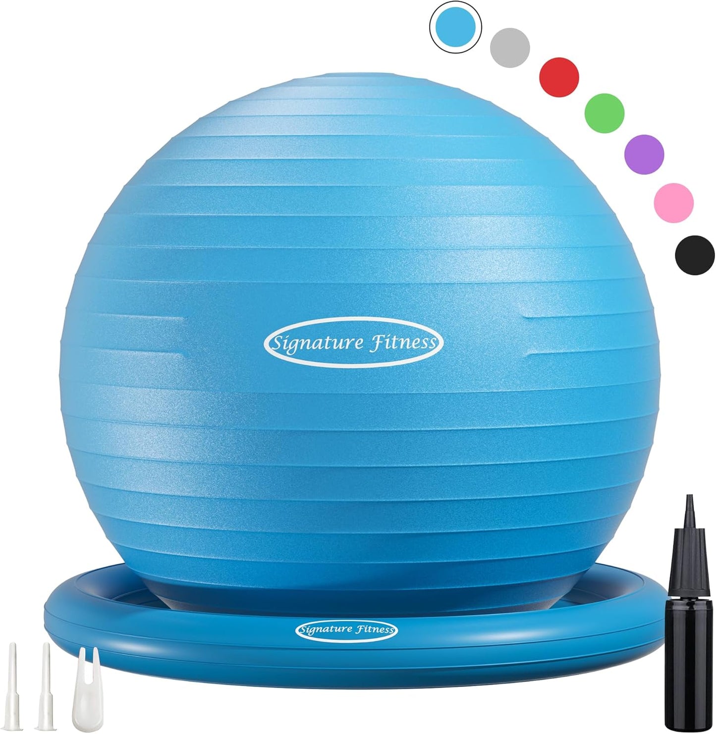 Anti-Burst and Slip Resistant Exercise Fitness Birthing Ball with Quick Pump, 2,000-Pound Capacity, Multiple Colors and Sizes