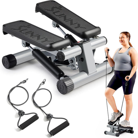 Mini Stepper for Exercise at Home, Stair Step Workout Machine with Resistance Band and over 300Lb Weight Capacity